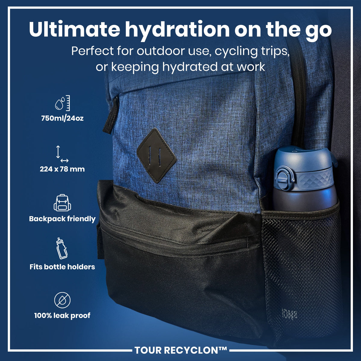 Bottle, Recyclon, Navy, 750ml