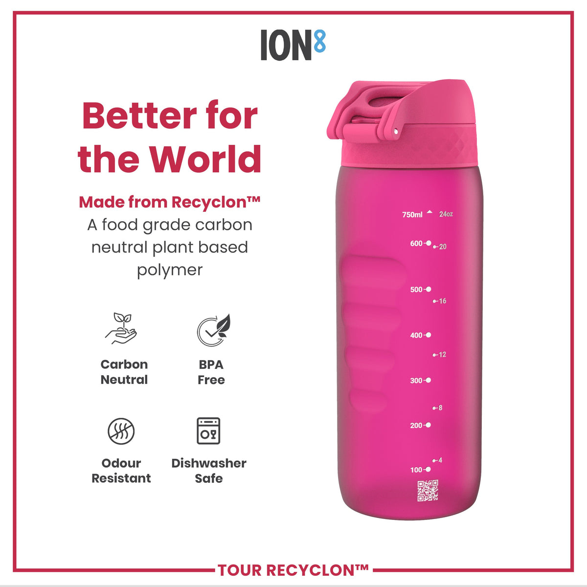 Bottle, Recyclon, Pink, 750ml