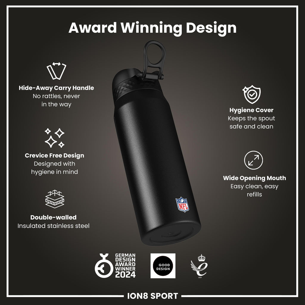 NFL x ION8 Insulated Steel Water Bottle, NFL Seahawks, 750ml (24oz)
