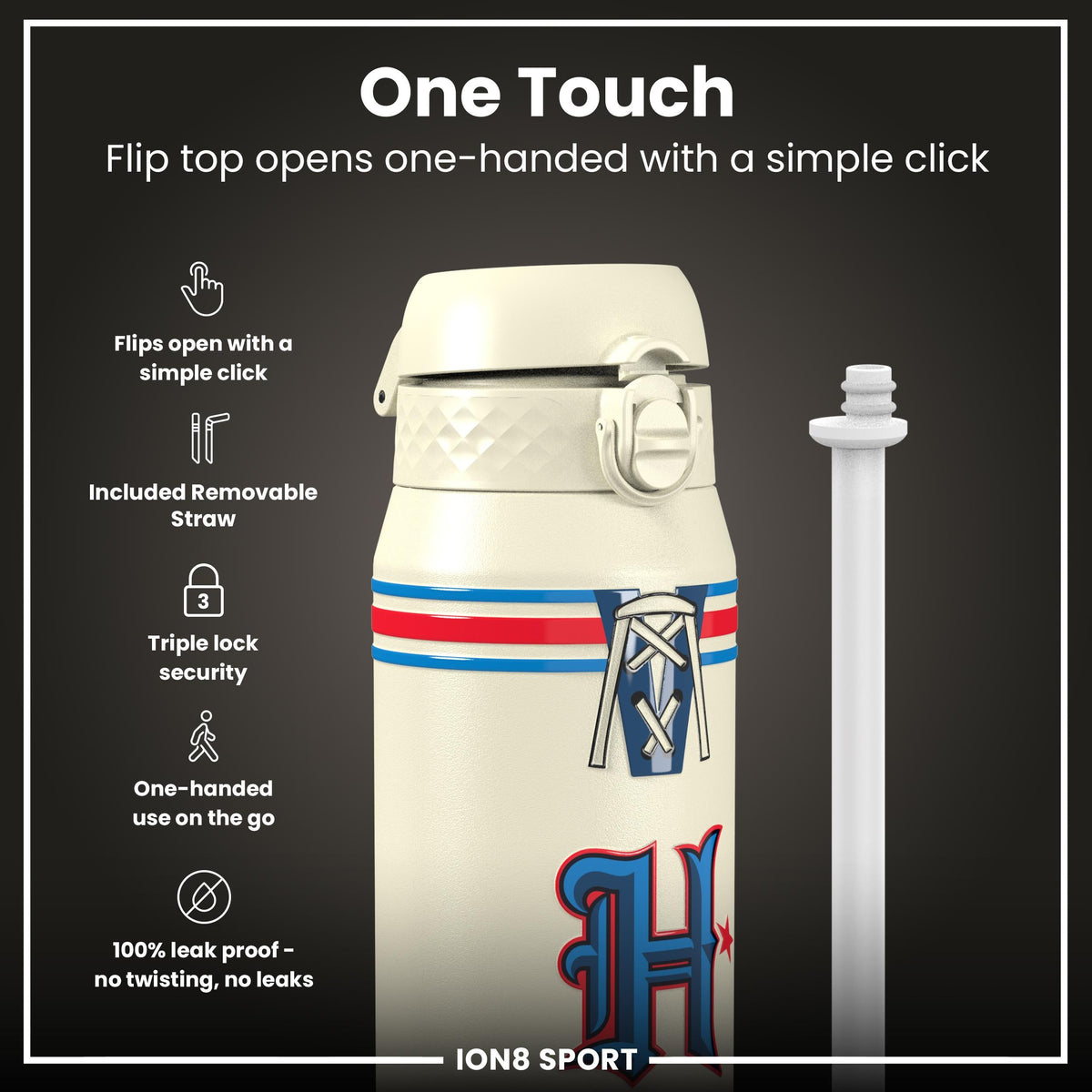 NFL x ION8 Insulated Steel Water Bottle, NFL Texans, 750ml (24oz)