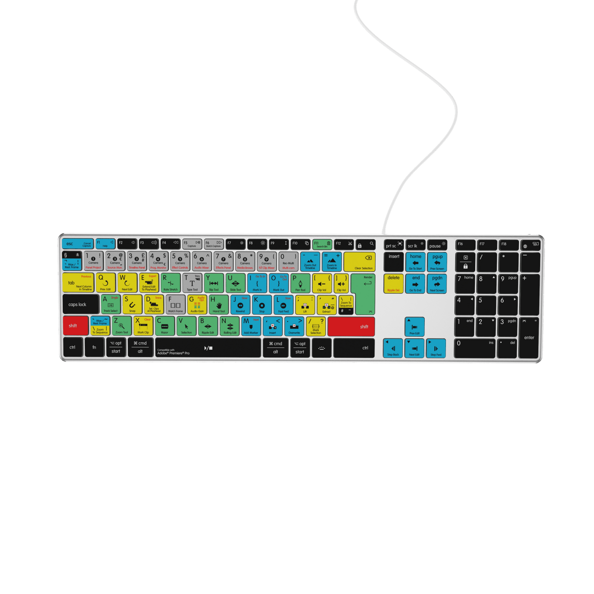 Adobe Premiere Keyboard | AB10 Backlit | Wired & Wireless | Mac & PC