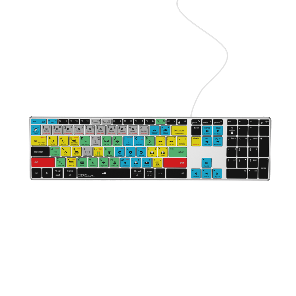 Adobe Premiere Keyboard | AB10 Backlit | Wired & Wireless | Mac & PC