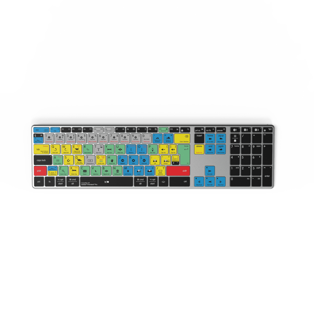 Adobe Premiere Keyboard | AB10 Backlit | Wired & Wireless | Mac & PC