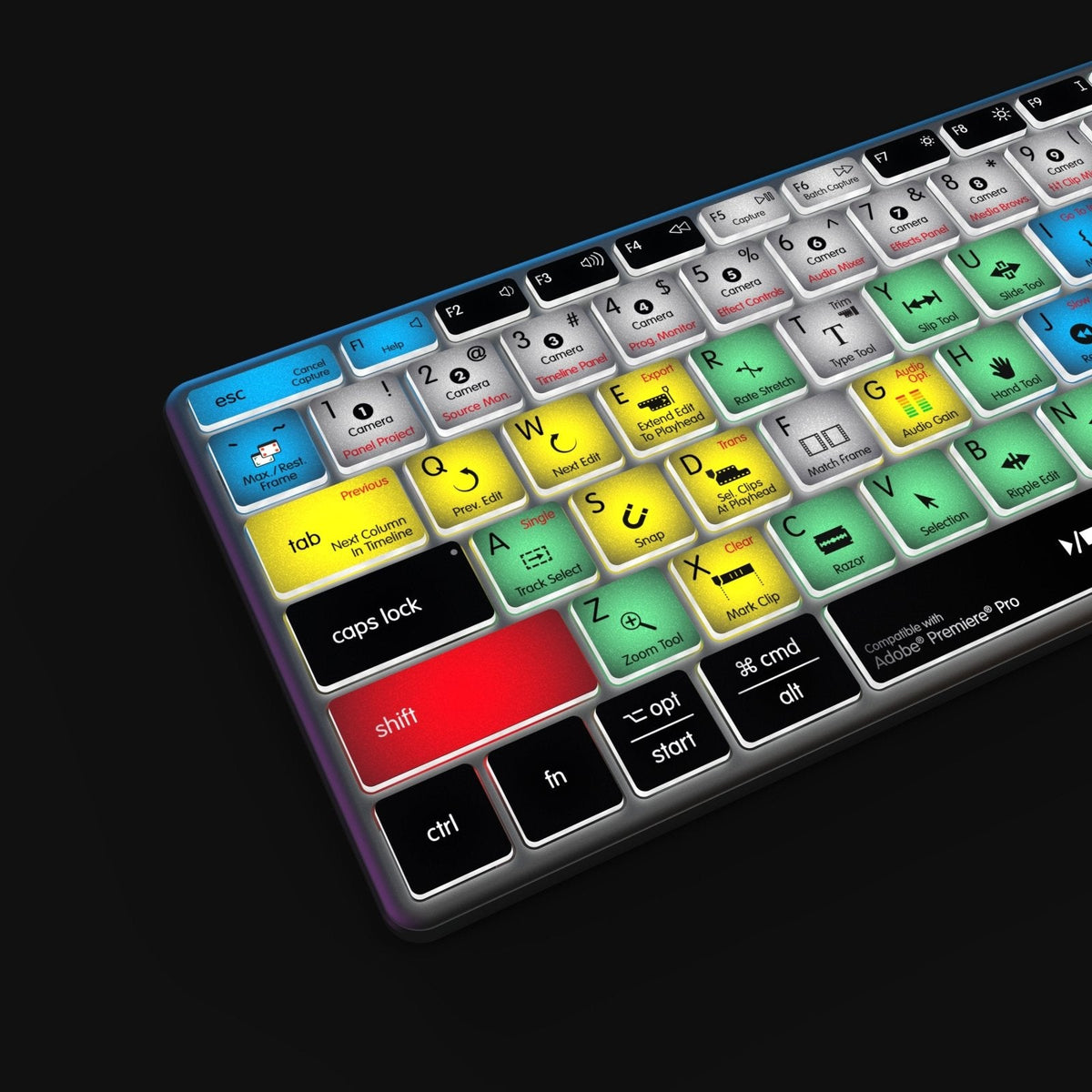 Adobe Premiere Keyboard | AB10 Backlit | Wired & Wireless | Mac & PC