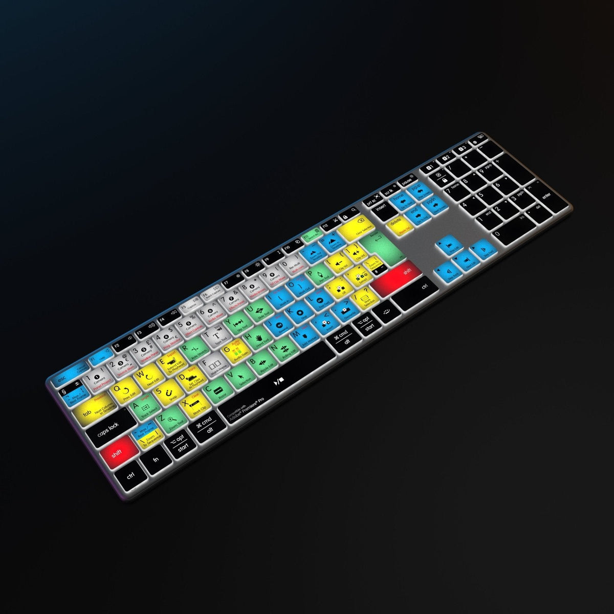 Adobe Premiere Keyboard | AB10 Backlit | Wired & Wireless | Mac & PC