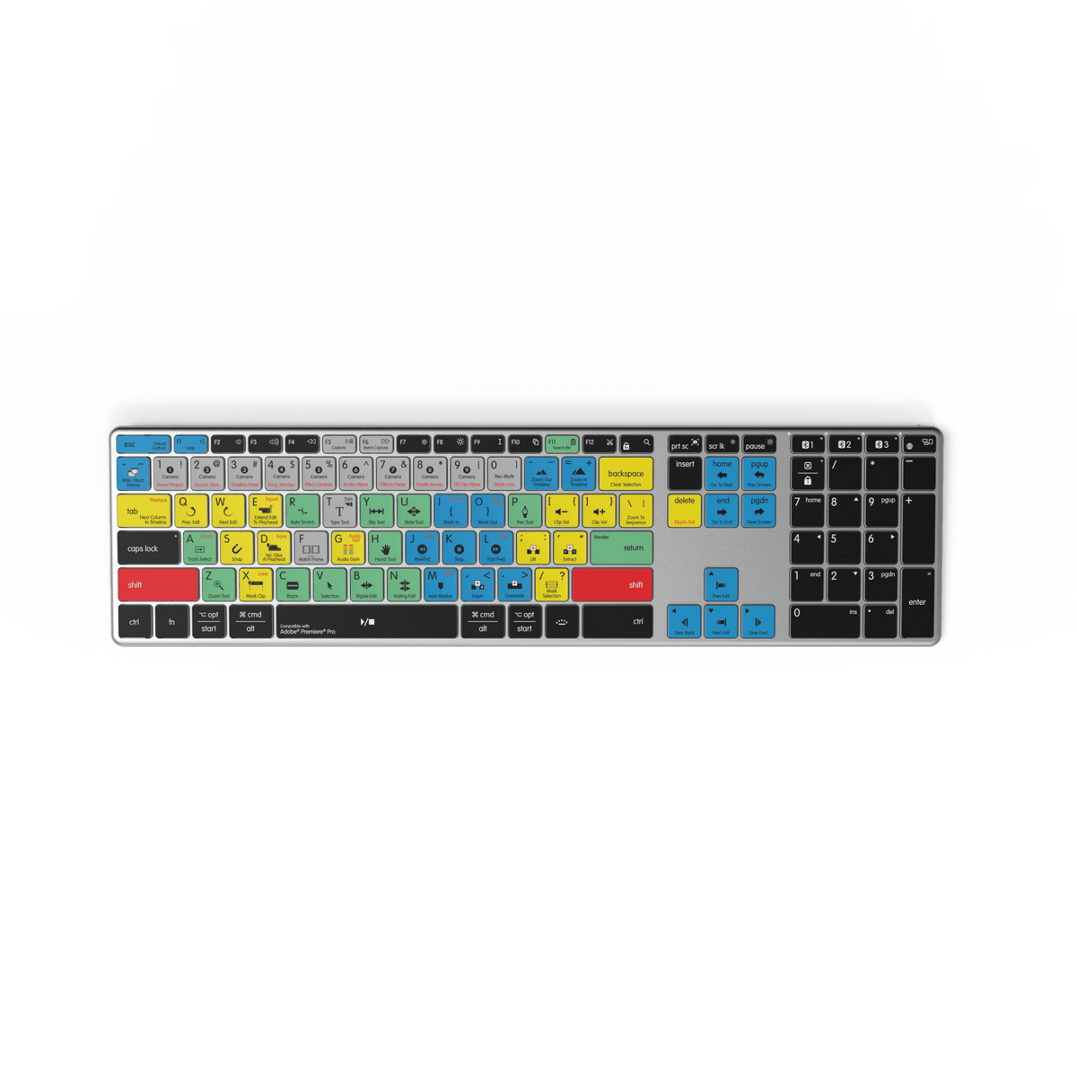 Adobe Premiere Keyboard | AB10 Backlit | Wired & Wireless | Mac & PC