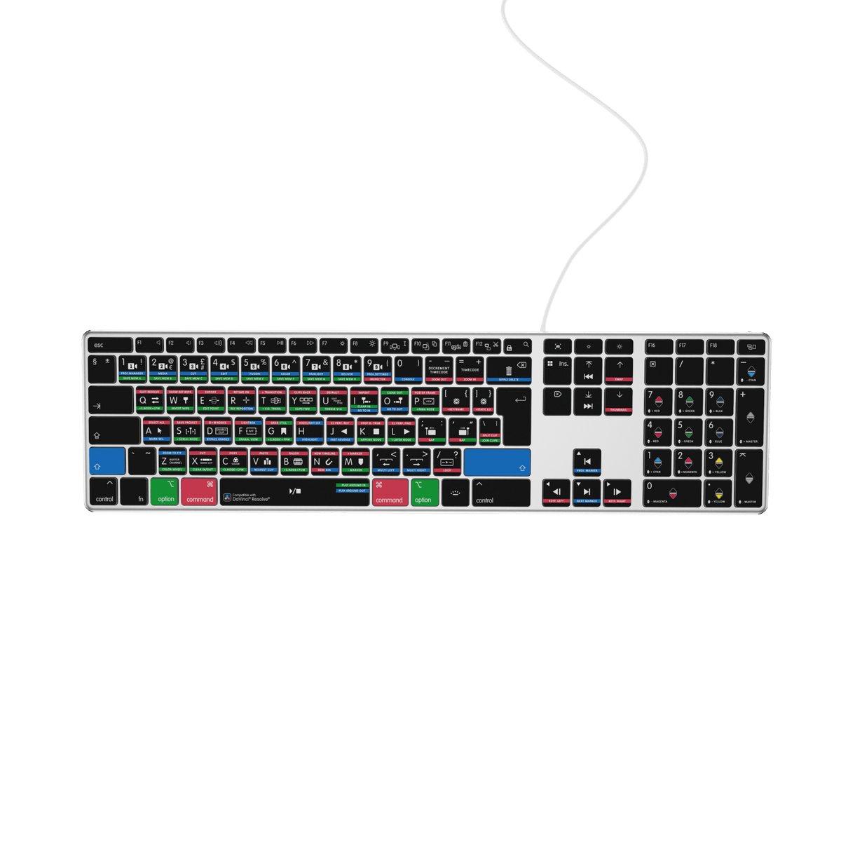 DaVinci Resolve Keyboard | AB10 Backlit | Wired & Wireless | Mac & PC