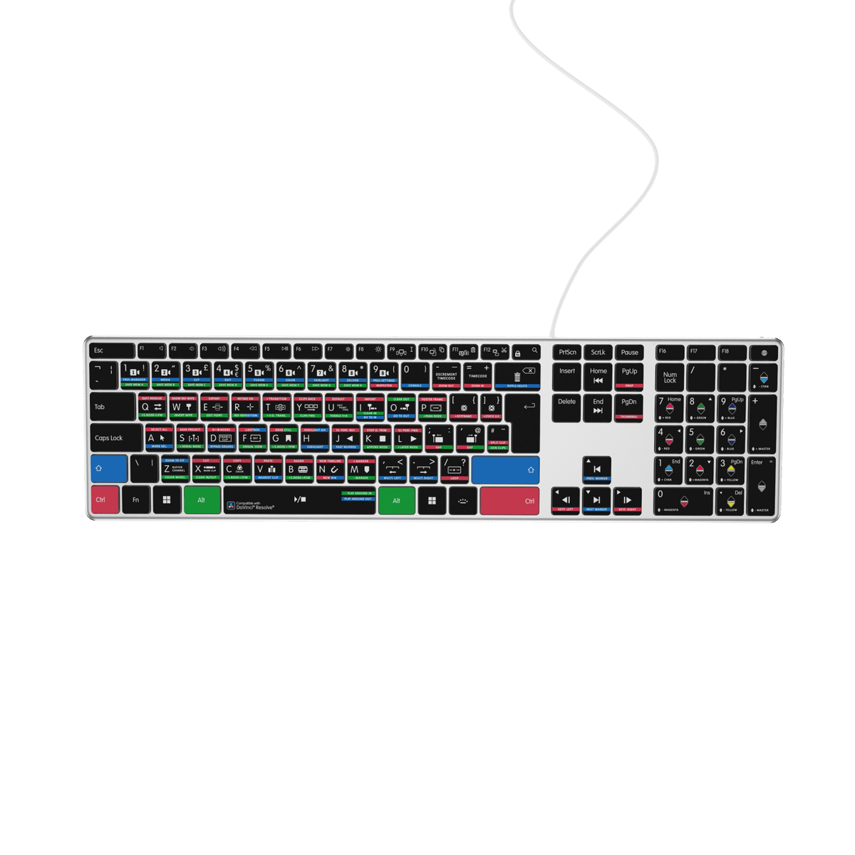 DaVinci Resolve Keyboard | AB10 Backlit | Wired & Wireless | Mac & PC