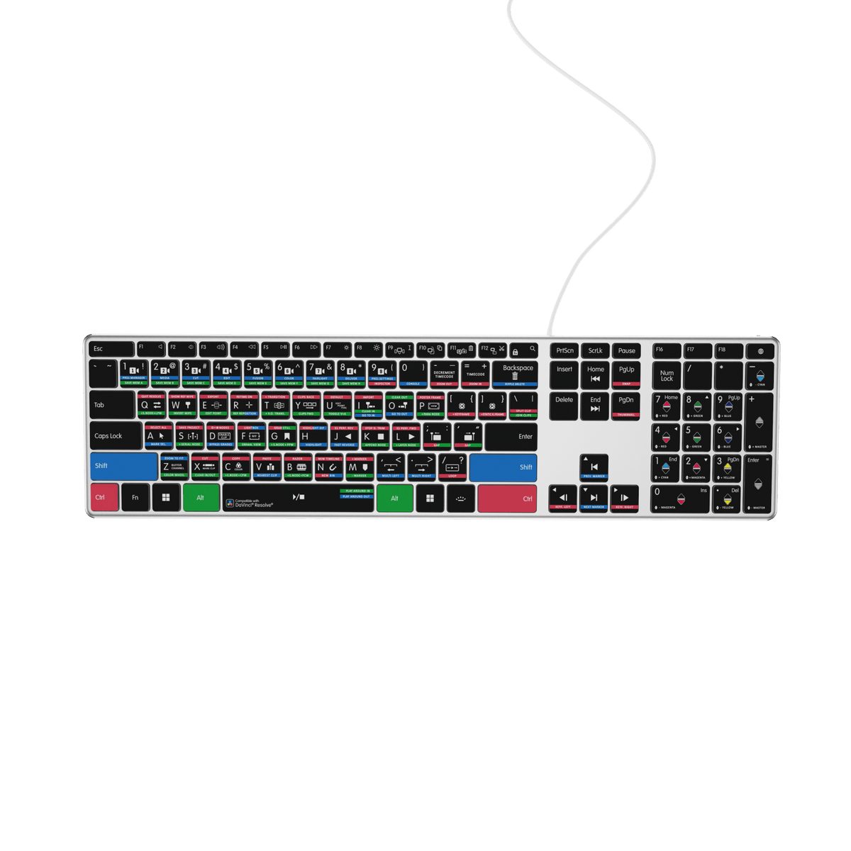 DaVinci Resolve Keyboard | AB10 Backlit | Wired & Wireless | Mac & PC