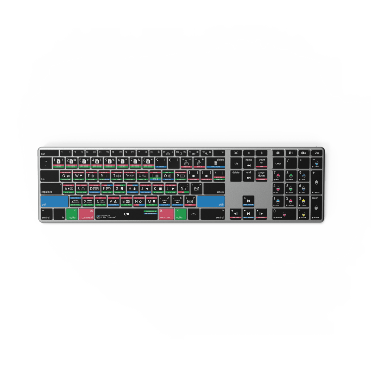 DaVinci Resolve Keyboard | AB10 Backlit | Wired & Wireless | Mac & PC